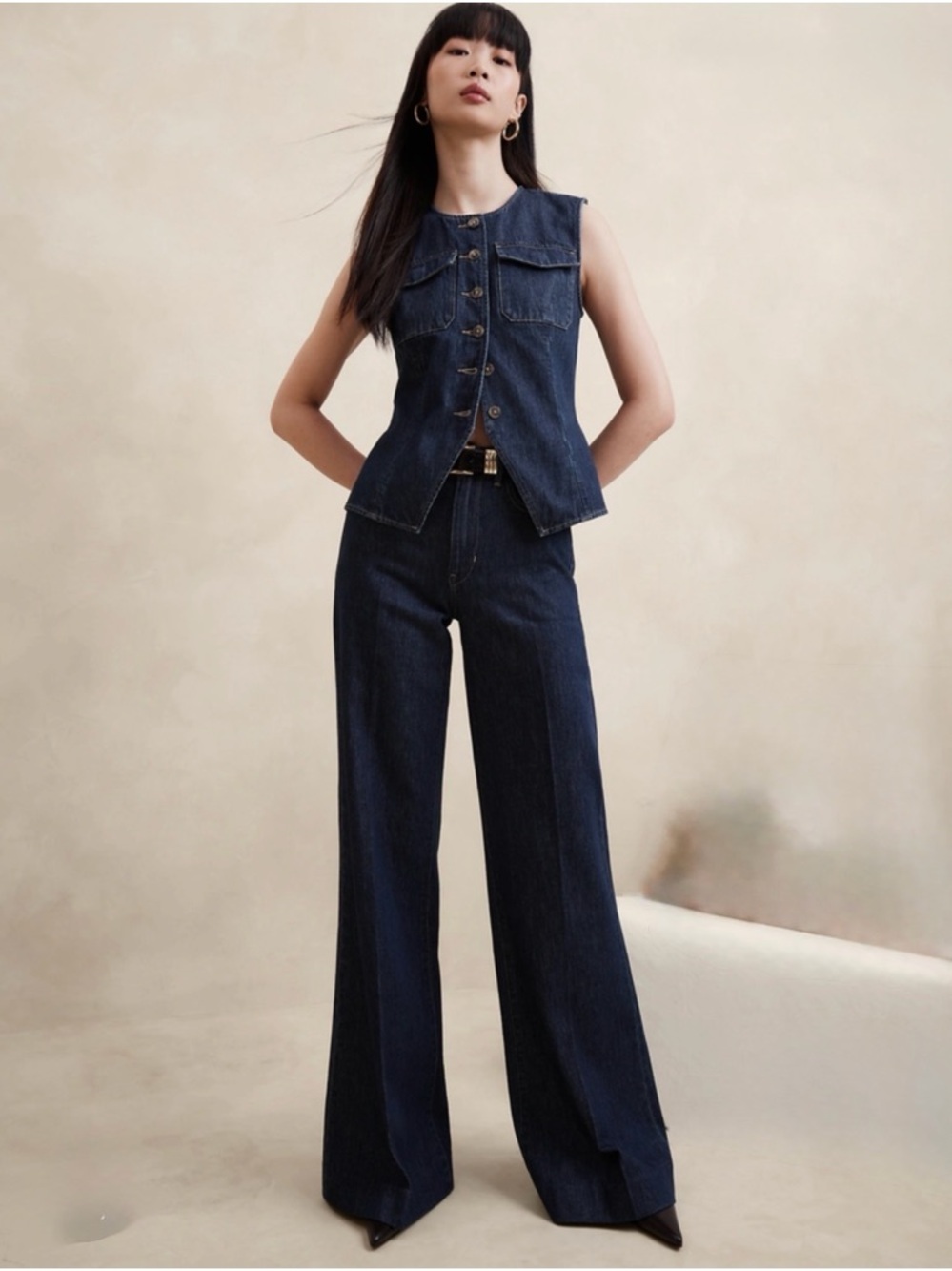 Banana Republic Navy Blue Denim Vest